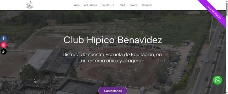 Sitio web de Club Hípico Benavídez, hecho por WebSolutions