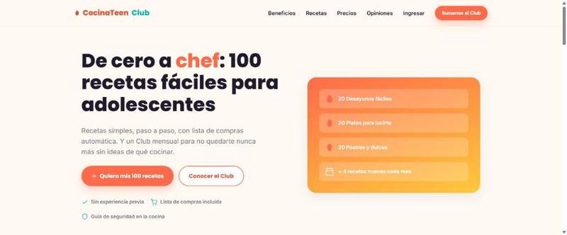 CocinaTeen Club, proyecto propio de WebSolutions
