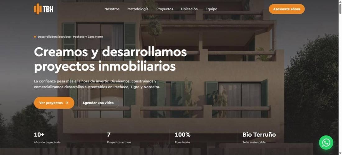 Sitio web de TBH Arquitectura